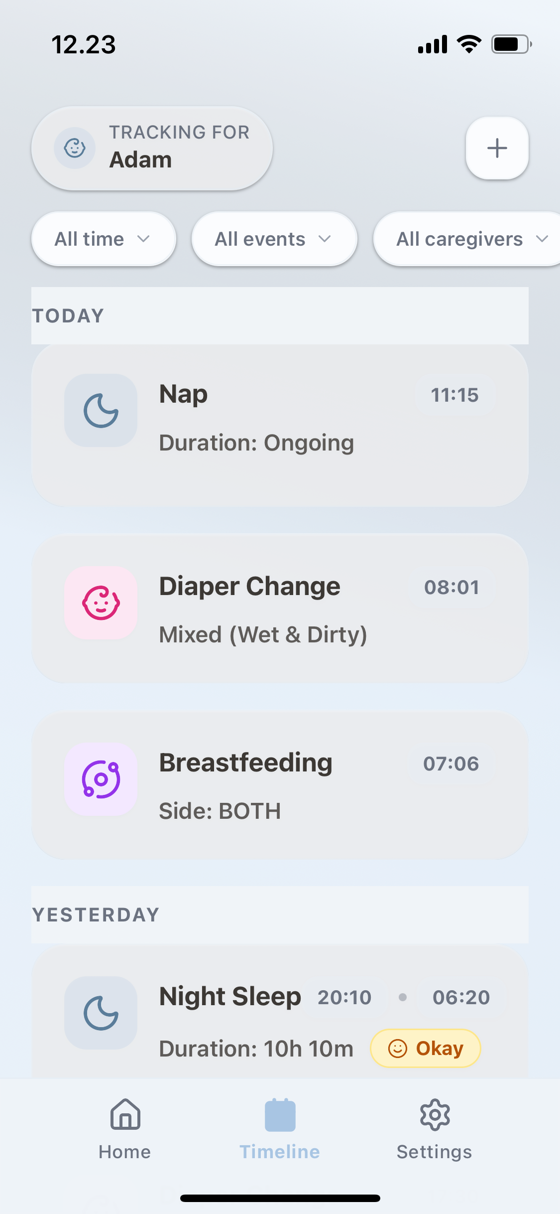 The timeline: the day's naps, feeds, nappies and night sleep in order